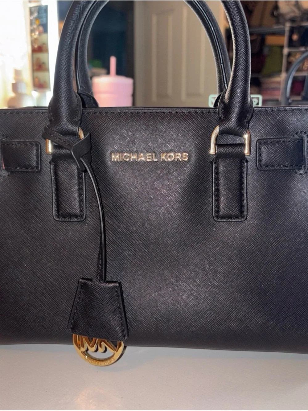Michael Kors Black small Dillion Saffiano Leather Satchel